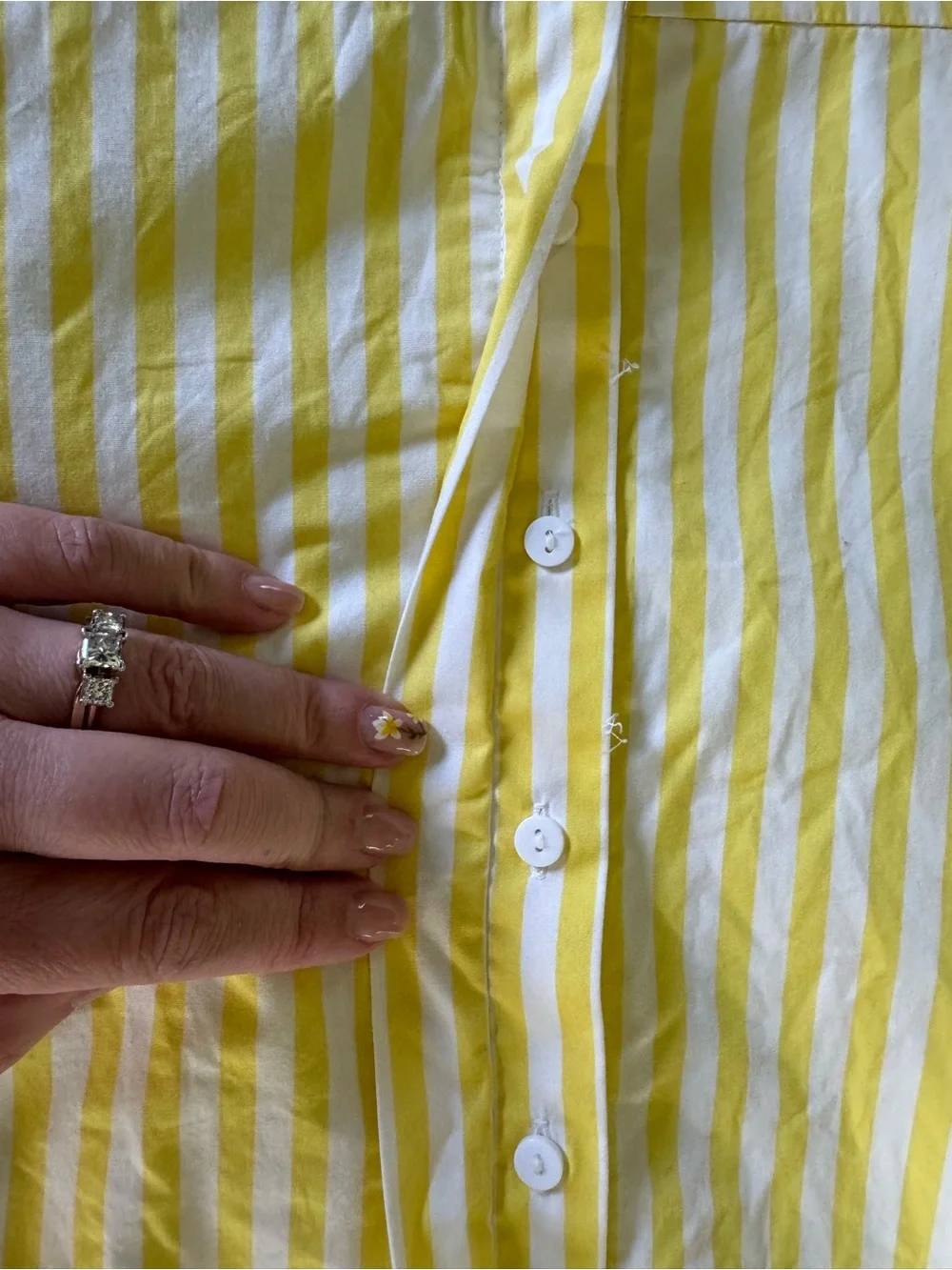 Long Tall Sally Yellow & White Striped Button Front Midi Sleeveless Dress Size 1